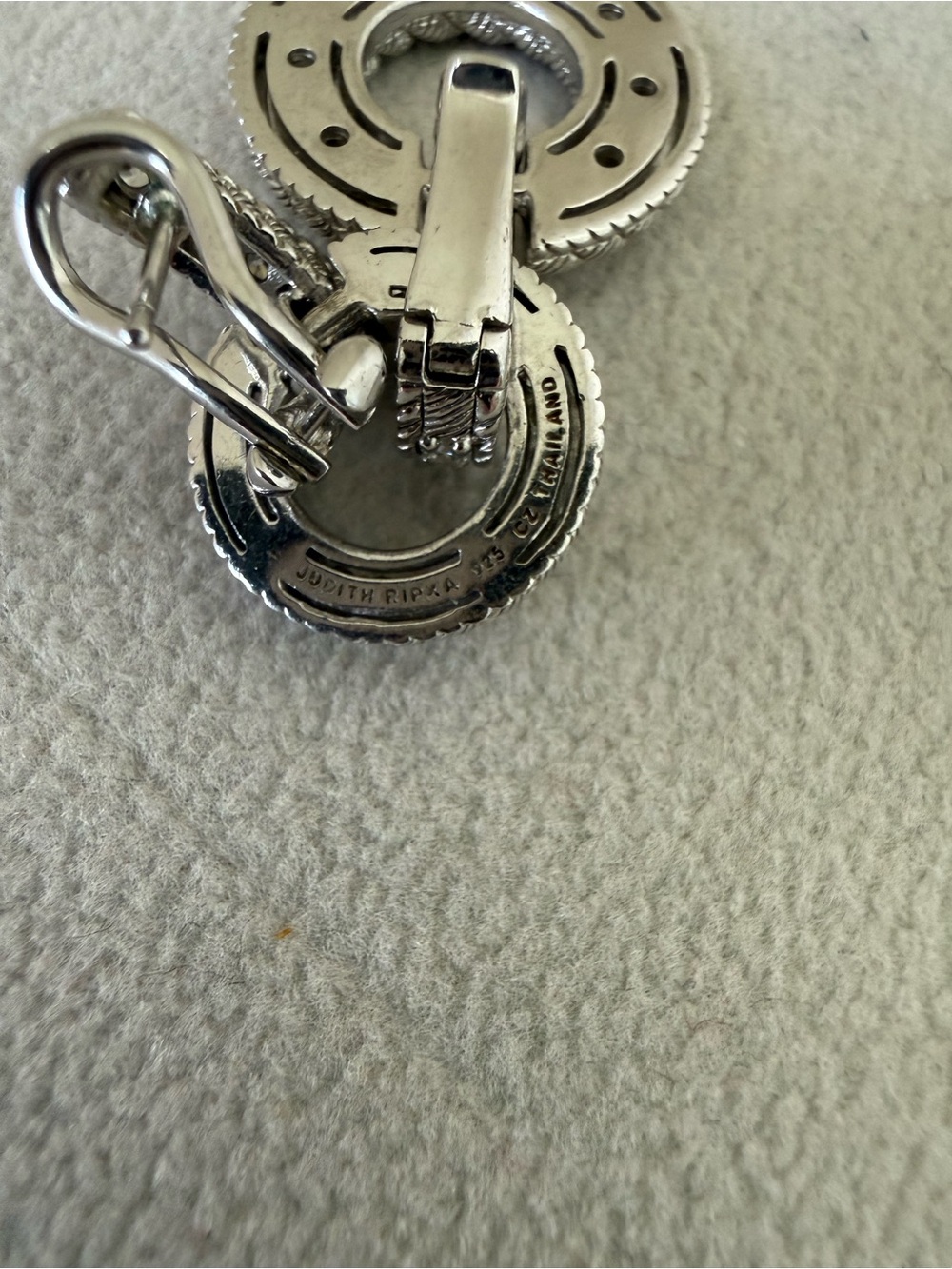 Judith Ripka Silver Braided convertible Double Hoop Drop Earrings/Pendant - Picture 3 of 5